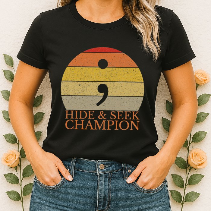 Coder Hide And Seek Champion Semi Colon Coding Programmer Women's T-Shirt
