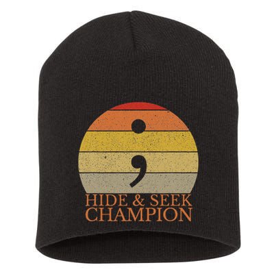 Coder Hide And Seek Champion Semi Colon Coding Programmer Short Acrylic Beanie