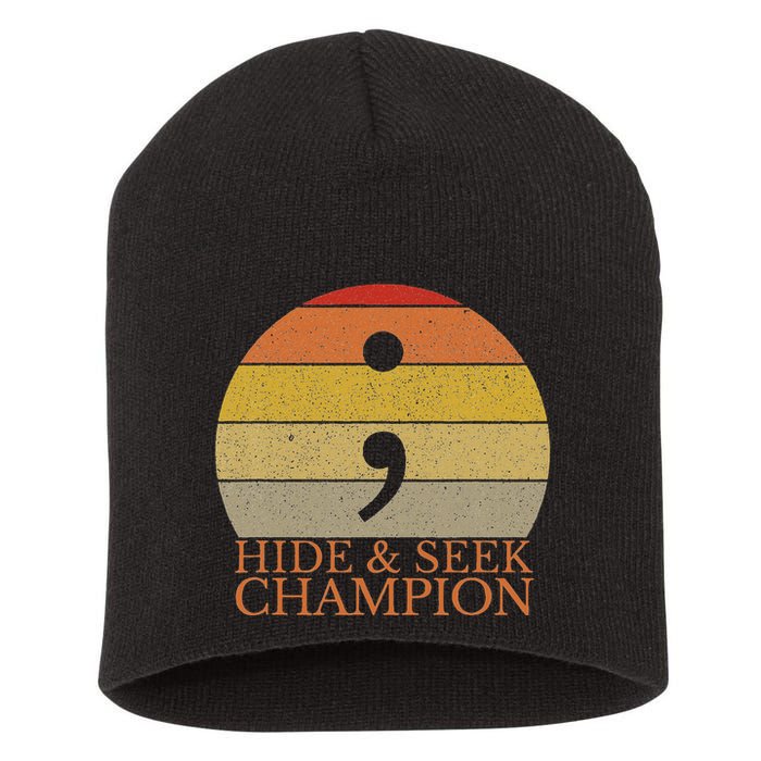 Coder Hide And Seek Champion Semi Colon Coding Programmer Short Acrylic Beanie