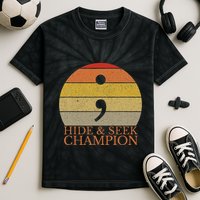 Coder Hide And Seek Champion Semi Colon Coding Programmer Kids Tie-Dye T-Shirt