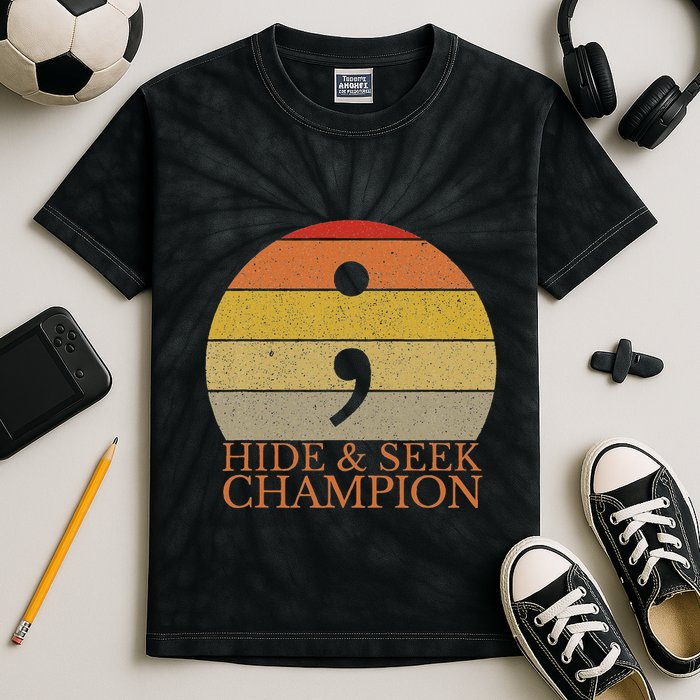 Coder Hide And Seek Champion Semi Colon Coding Programmer Kids Tie-Dye T-Shirt