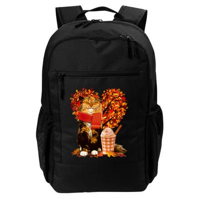 Cute Happy Autumn Cat With Pumpkin Spice Drink Fall Lover Backpack