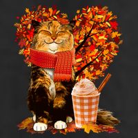 Cute Happy Autumn Cat With Pumpkin Spice Drink Fall Lover Adult Drive Performance Visor