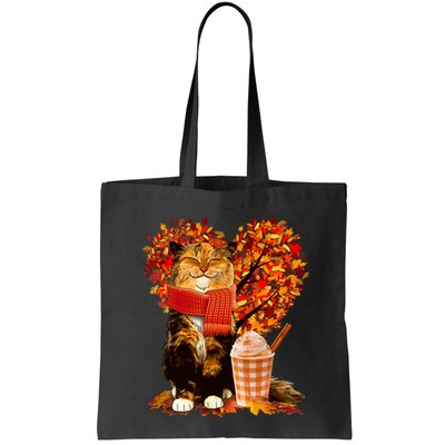 Cute Happy Autumn Cat With Pumpkin Spice Drink Fall Lover Bag