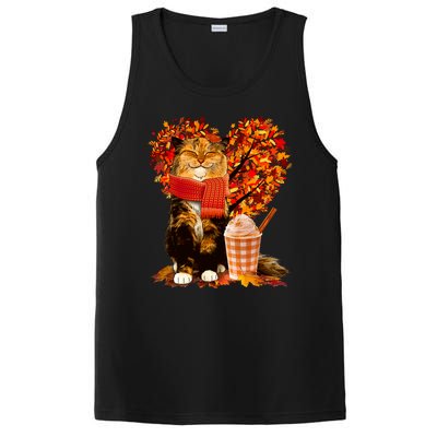 Cute Happy Autumn Cat With Pumpkin Spice Drink Fall Lover PosiCharge Competitor Tank