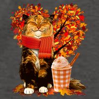 Cute Happy Autumn Cat With Pumpkin Spice Drink Fall Lover Vector Backpack