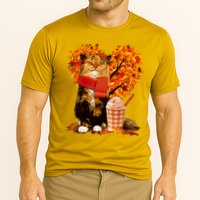 Cute Happy Autumn Cat With Pumpkin Spice Drink Fall Lover Cooling Performance Crew T-Shirt