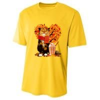Cute Happy Autumn Cat With Pumpkin Spice Drink Fall Lover Youth Performance Sprint T-Shirt