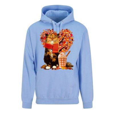 Cute Happy Autumn Cat With Pumpkin Spice Drink Fall Lover Unisex Surf Hoodie