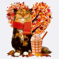 Cute Happy Autumn Cat With Pumpkin Spice Drink Fall Lover Garment-Dyed Sweatshirt