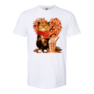 Cute Happy Autumn Cat With Pumpkin Spice Drink Fall Lover Softstyle CVC T-Shirt