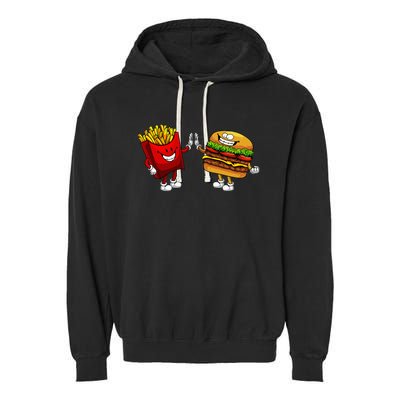 Cute Hamburger Art Hamburger French Fries Lovers Garment-Dyed Fleece Hoodie