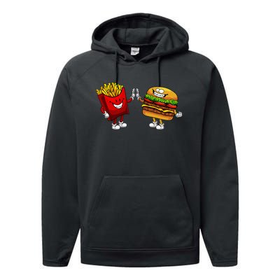 Cute Hamburger Art Hamburger French Fries Lovers Performance Fleece Hoodie