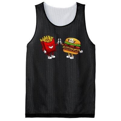 Cute Hamburger Art Hamburger French Fries Lovers Mesh Reversible Basketball Jersey Tank