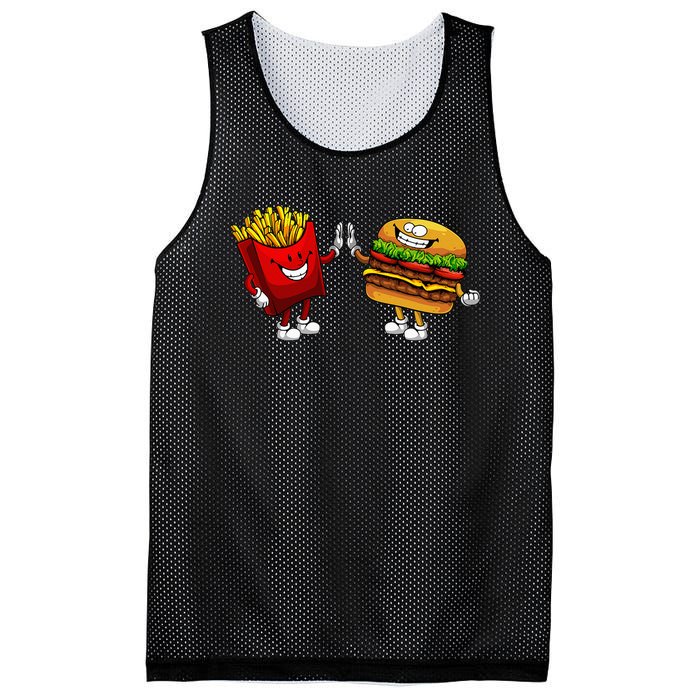 Cute Hamburger Art Hamburger French Fries Lovers Mesh Reversible Basketball Jersey Tank