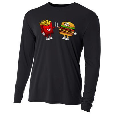 Cute Hamburger Art Hamburger French Fries Lovers Cooling Performance Long Sleeve Crew