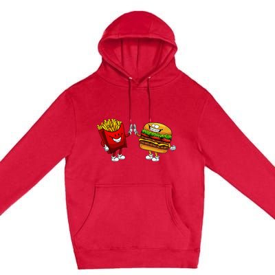 Cute Hamburger Art Hamburger French Fries Lovers Premium Pullover Hoodie