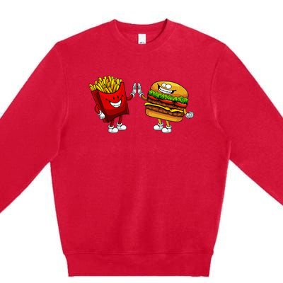 Cute Hamburger Art Hamburger French Fries Lovers Premium Crewneck Sweatshirt