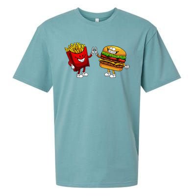 Cute Hamburger Art Hamburger French Fries Lovers Sueded Cloud Jersey T-Shirt