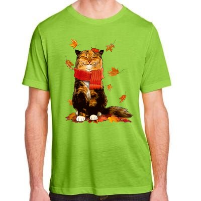 Cute Happy Autumn Cat Fall Season Lover Adult ChromaSoft Performance T-Shirt