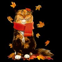 Cute Happy Autumn Cat Fall Season Lover USA-Made Doggie Bandana