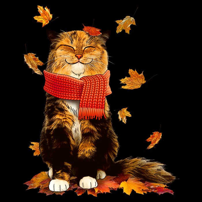 Cute Happy Autumn Cat Fall Season Lover USA-Made Doggie Bandana