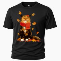 Cute Happy Autumn Cat Fall Season Lover Cooling Performance Crew T-Shirt