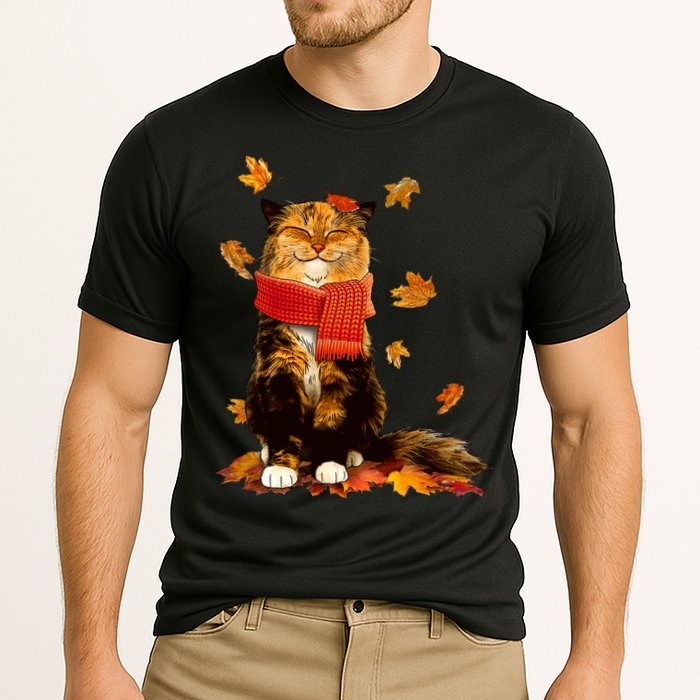 Cute Happy Autumn Cat Fall Season Lover Cooling Performance Crew T-Shirt