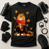 Cute Happy Autumn Cat Fall Season Lover Cooling Performance Crew T-Shirt