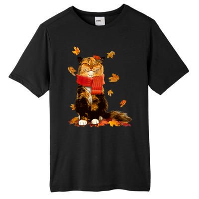 Cute Happy Autumn Cat Fall Season Lover Tall Fusion ChromaSoft Performance T-Shirt