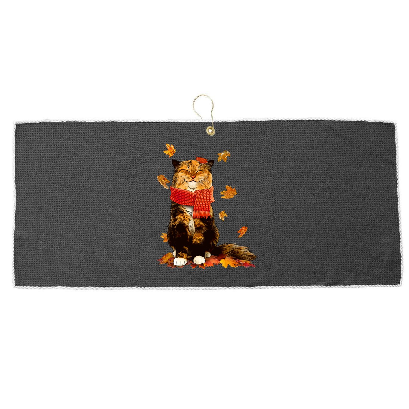 Cute Happy Autumn Cat Fall Season Lover Large Microfiber Waffle Golf Towel