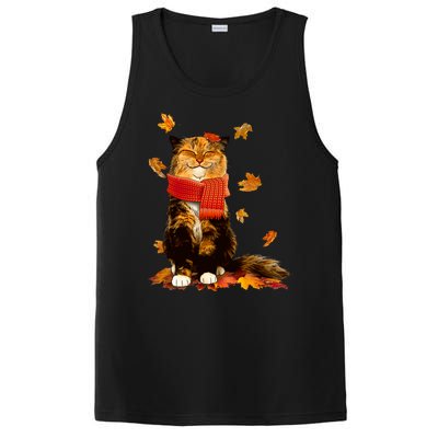 Cute Happy Autumn Cat Fall Season Lover PosiCharge Competitor Tank