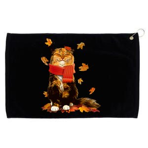 Cute Happy Autumn Cat Fall Season Lover Grommeted Golf Towel