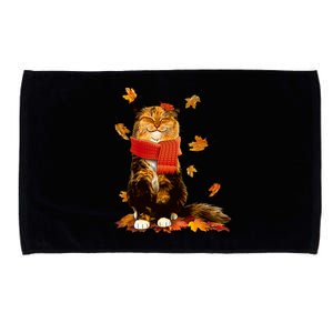 Cute Happy Autumn Cat Fall Season Lover Microfiber Hand Towel