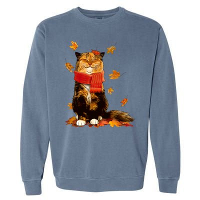 Cute Happy Autumn Cat Fall Season Lover Garment-Dyed Sweatshirt