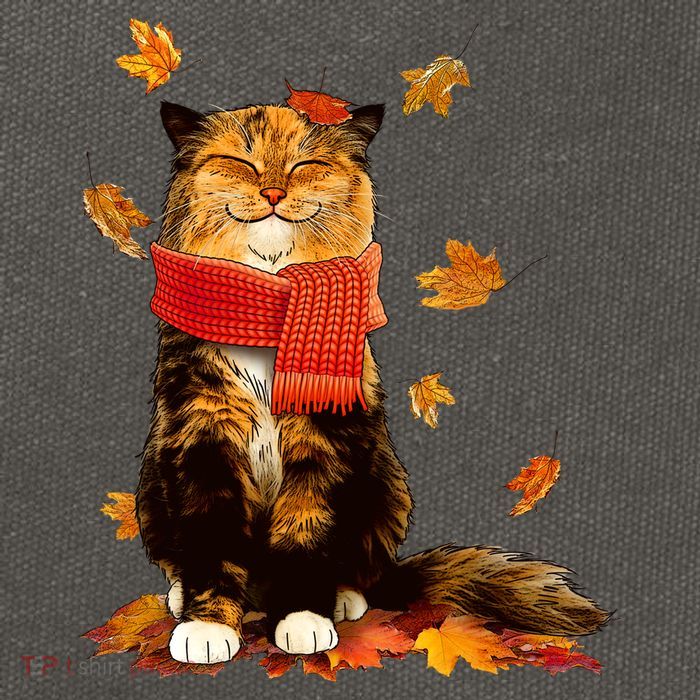Cute Happy Autumn Cat Fall Season Lover Cotton Canvas Backpack