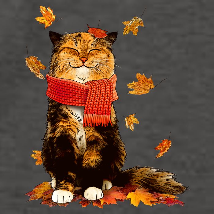 Cute Happy Autumn Cat Fall Season Lover Vector Backpack