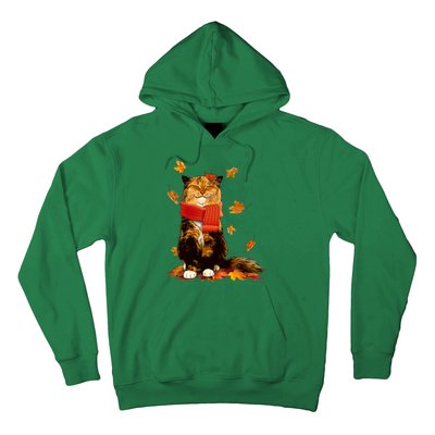 Cute Happy Autumn Cat Fall Season Lover Hoodie