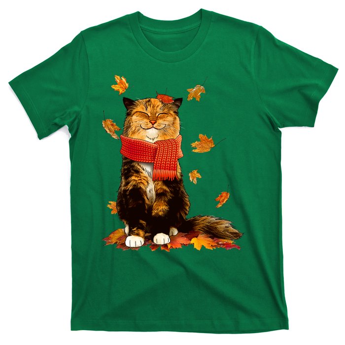 Cute Happy Autumn Cat Fall Season Lover T-Shirt