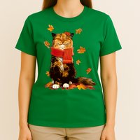 Cute Happy Autumn Cat Fall Season Lover T-Shirt