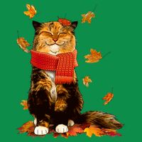 Cute Happy Autumn Cat Fall Season Lover Button
