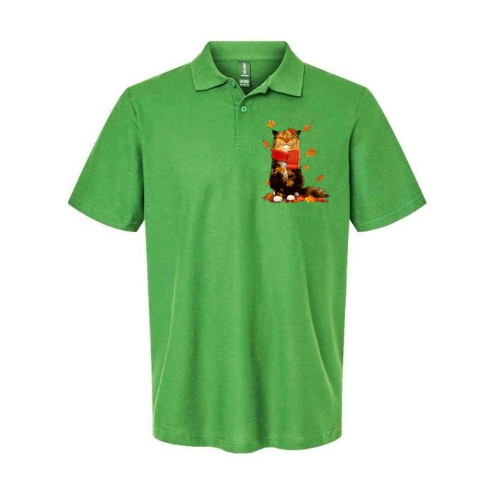 Cute Happy Autumn Cat Fall Season Lover Softstyle Adult Sport Polo