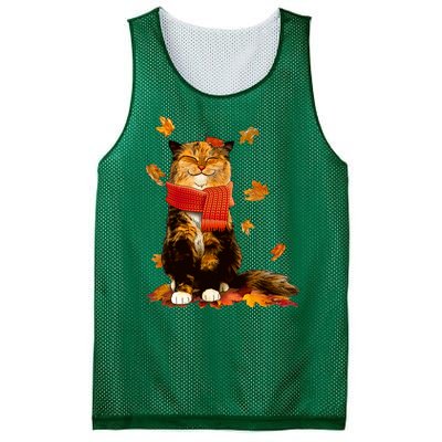 Cute Happy Autumn Cat Fall Season Lover Mesh Reversible Basketball Jersey Tank