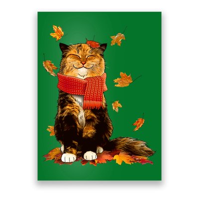 Cute Happy Autumn Cat Fall Season Lover Poster