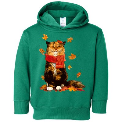 Cute Happy Autumn Cat Fall Season Lover Toddler Hoodie