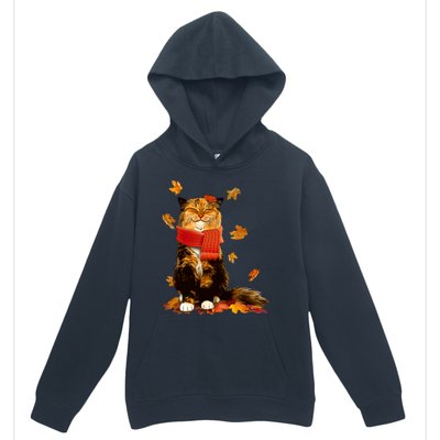 Cute Happy Autumn Cat Fall Season Lover Urban Pullover Hoodie