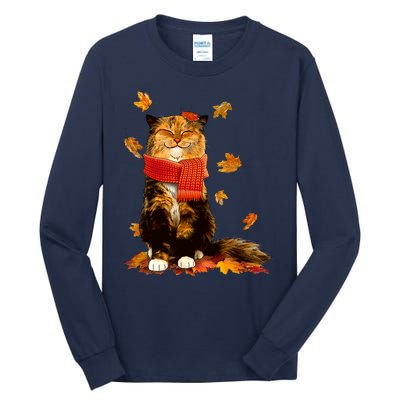 Cute Happy Autumn Cat Fall Season Lover Tall Long Sleeve T-Shirt