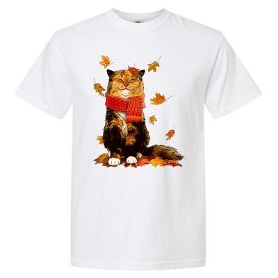 Cute Happy Autumn Cat Fall Season Lover Garment-Dyed Heavyweight T-Shirt