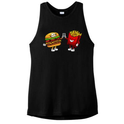 Cute Hamburger Art Hamburger French Fries Lovers Ladies PosiCharge Tri-Blend Wicking Tank