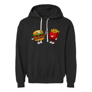 Cute Hamburger Art Hamburger French Fries Lovers Garment-Dyed Fleece Hoodie